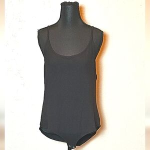 [AERIE] Soft & Sexy Ribbed Black Skinny Strap Bodysuit Scoop Neck《XXL》